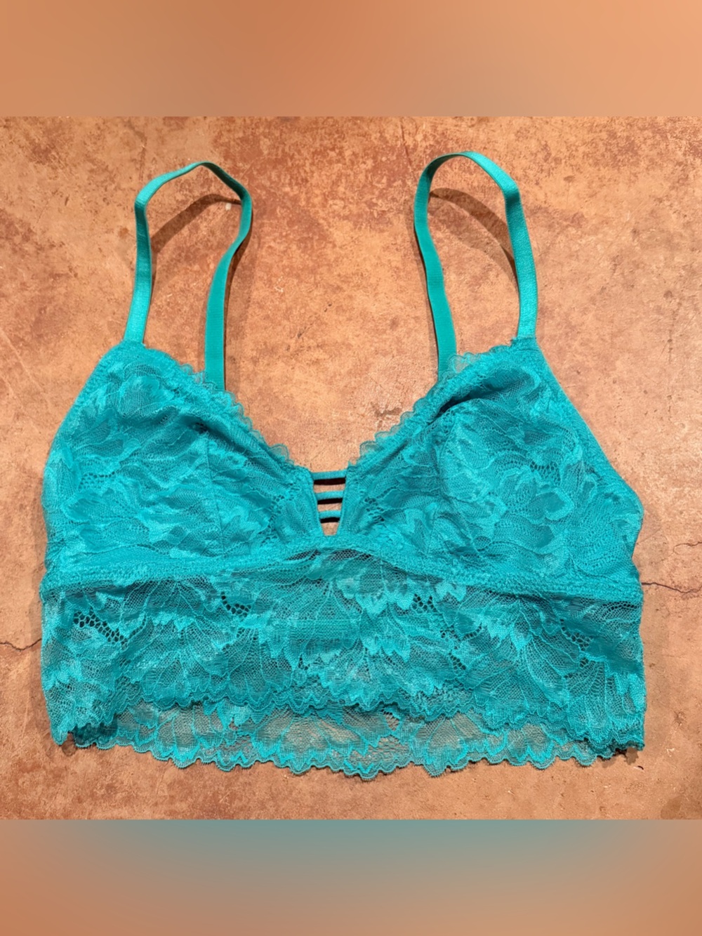 Lace Bralette in Aqua - size Small